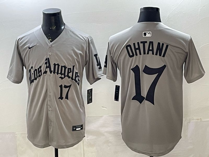 Men 2026 Los Angeles Dodgers #17 Ohtani Grey Five generations Nike MLB Jersey style 005